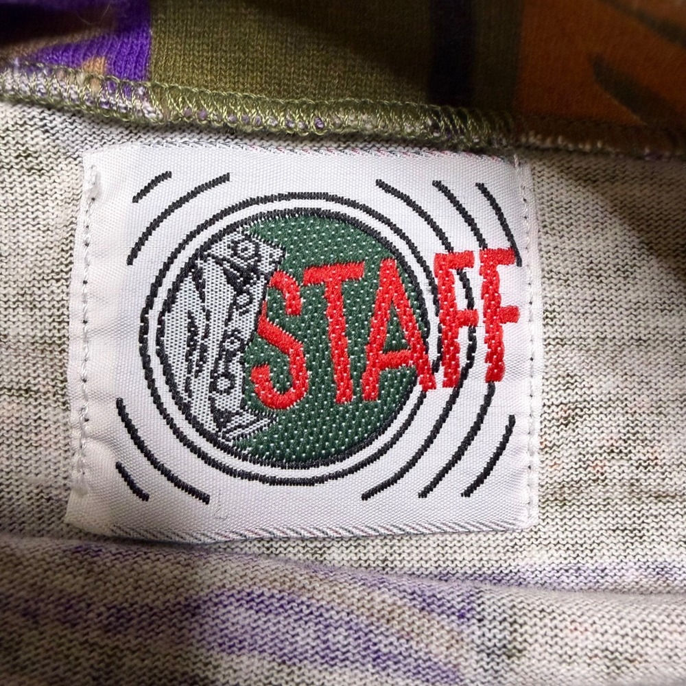 Staff T-Shirt Mens XL Green Vintage 80s Abstract Tribal Geometric Print Cotton - Picture 6 of 9